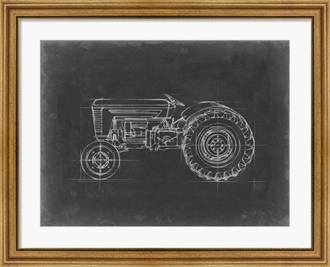 Framed Tractor Blueprint I Print