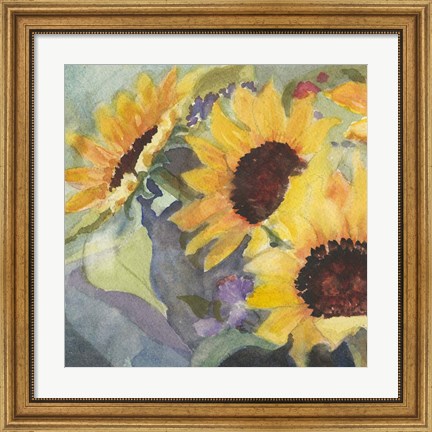 Framed Sunflowers in Watercolor I Print