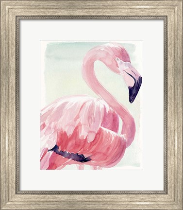 Framed Pastel Flamingo II Print