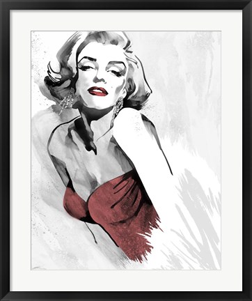 Framed Marilyn&#39;s Pose Red Dress Print