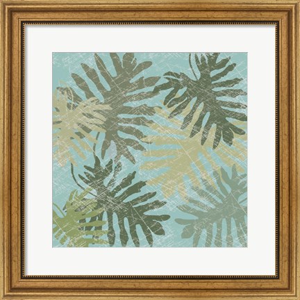 Framed Faded Tropical Leaves I Print