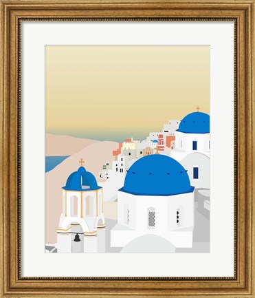 Framed Travel Europe--Santorini Print