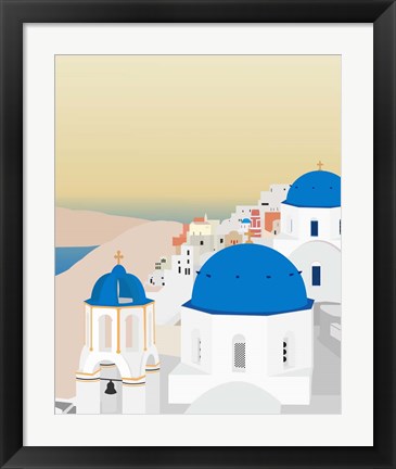 Framed Travel Europe--Santorini Print