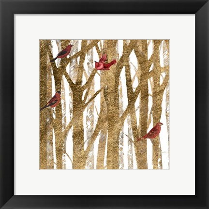 Framed Red Bird Christmas I Print