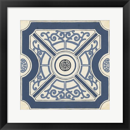 Framed Indigo Motif I Print