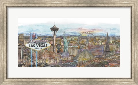 Framed Vegas Skyline in Color Print