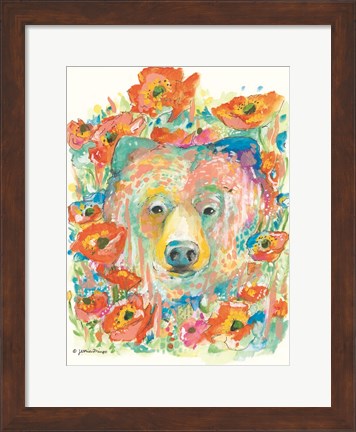 Framed Bear and Poppies Print