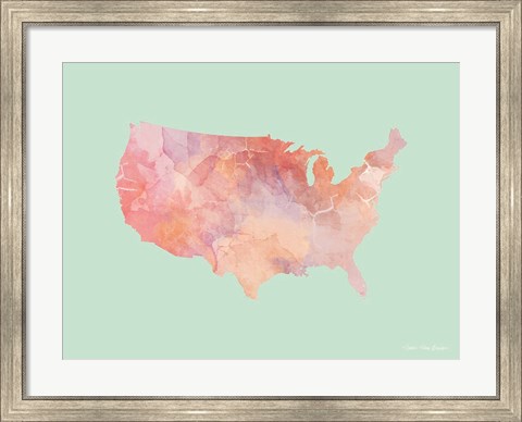 Framed Marble USA Map Print