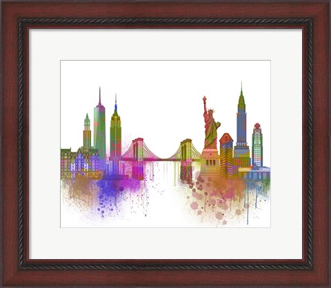 Framed New York Skyline Rainbow Bright Print