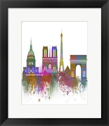 Framed Paris Skyline Rainbow Bright Print