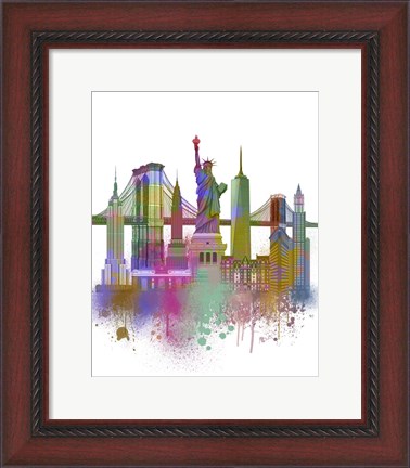 Framed New York Skyline Rainbow Bright Print