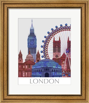 Framed London Landmarks , Red Blue Print