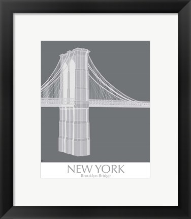 Framed New York Brooklyn Bridge Monochrome Print