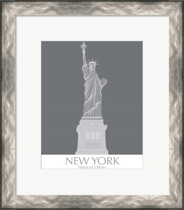 Framed New York Statue of Liberty Monochrome Print