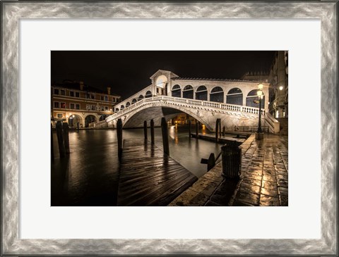 Framed Rialto in the Rain Print