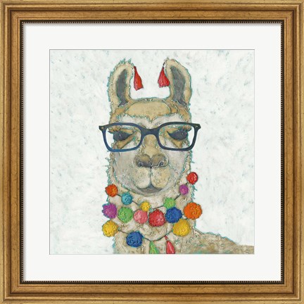 Framed Llama Love with Glasses I Print