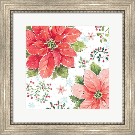 Framed Country Poinsettias III Print