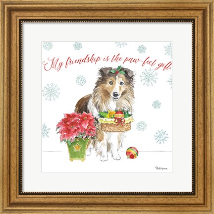 Framed Holiday Paws III Print