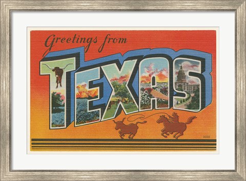 Framed Greetings from Texas v2 Print