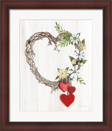 Framed Rustic Valentine Heart Wreath II Print
