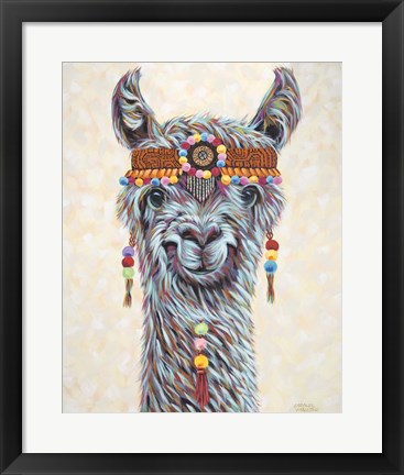 Framed Hippie Llama I Print