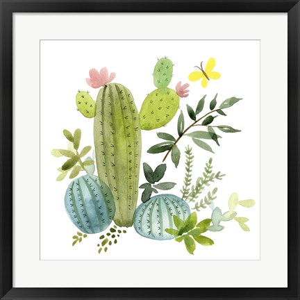 Framed Happy Cactus I Print