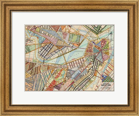 Framed Modern Map of Boston Print