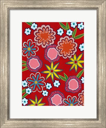 Framed Bright Flowers II Print