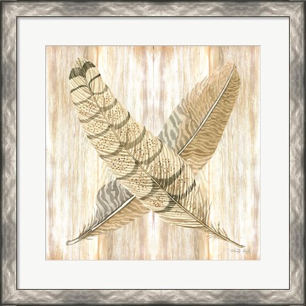 Framed Feathers Crossed I Print