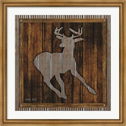 Framed Deer Running II Print