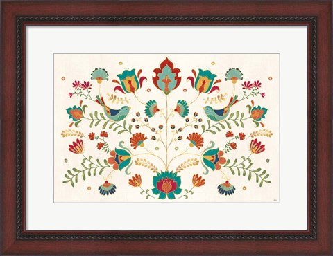 Framed Folk Floral I Print