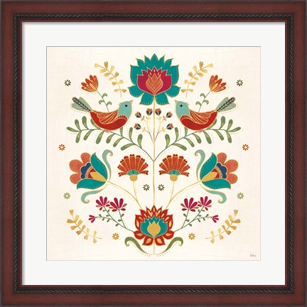 Framed Folk Floral II Print