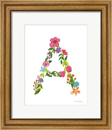 Framed Floral Alphabet Letter I Print