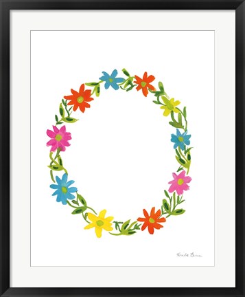 Framed Floral Alphabet Letter XV Print