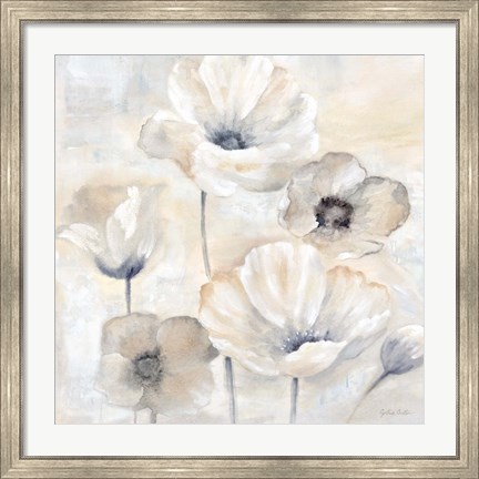 Framed Gray Poppy Garden I Print