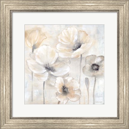 Framed Gray Poppy Garden II Print