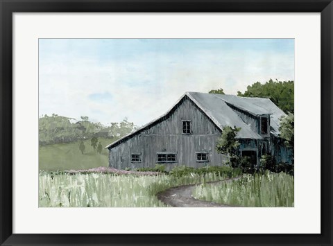 Framed Flower Field Barn Print