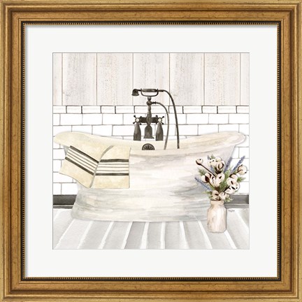 Framed Farmhouse Bath I Tub Print