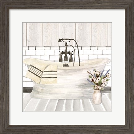 Framed Farmhouse Bath I Tub Print