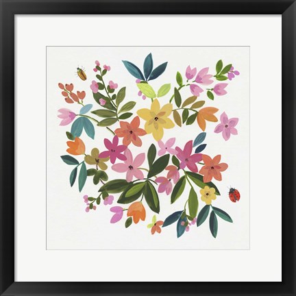 Framed Folky Flowers II Print