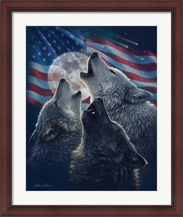 Framed Wolf Trinity Patriotic Print