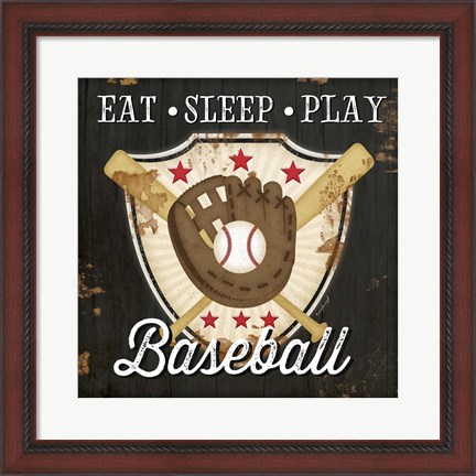 Framed Eat, Sleep, Play, Baseball Print