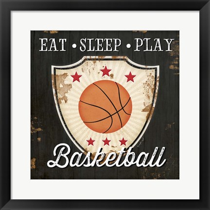 Framed Eat, Sleep, Play, Basketball Print