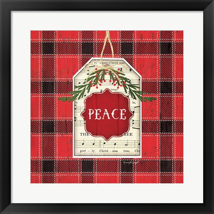 Framed Peace Christmas Plaid Print