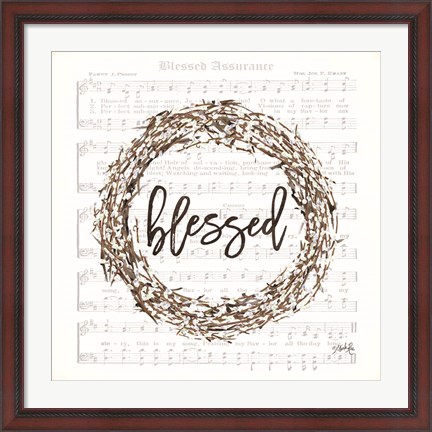 Framed Blessed Assurance Bless Wreath Print