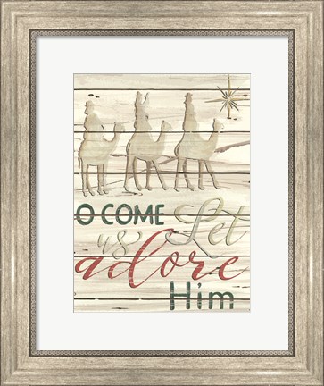 Framed Come Let Us Adore Him Shiplap Print