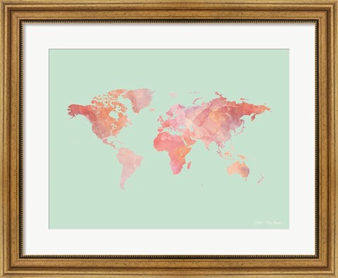 Framed Marble World Map Print