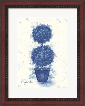 Framed Blue Double Sphere Topiary Print