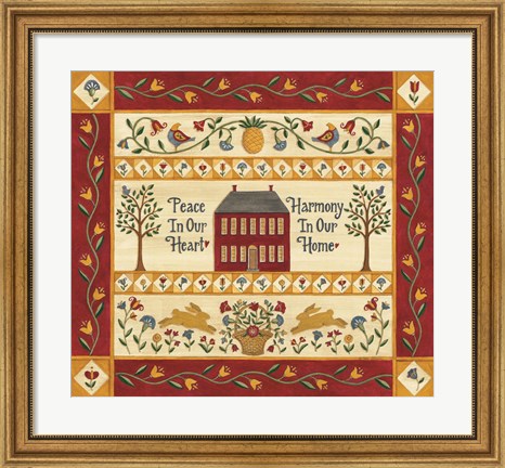 Framed Harmony in Our Home Sampler Print