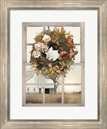 Framed Fall Window View I Print